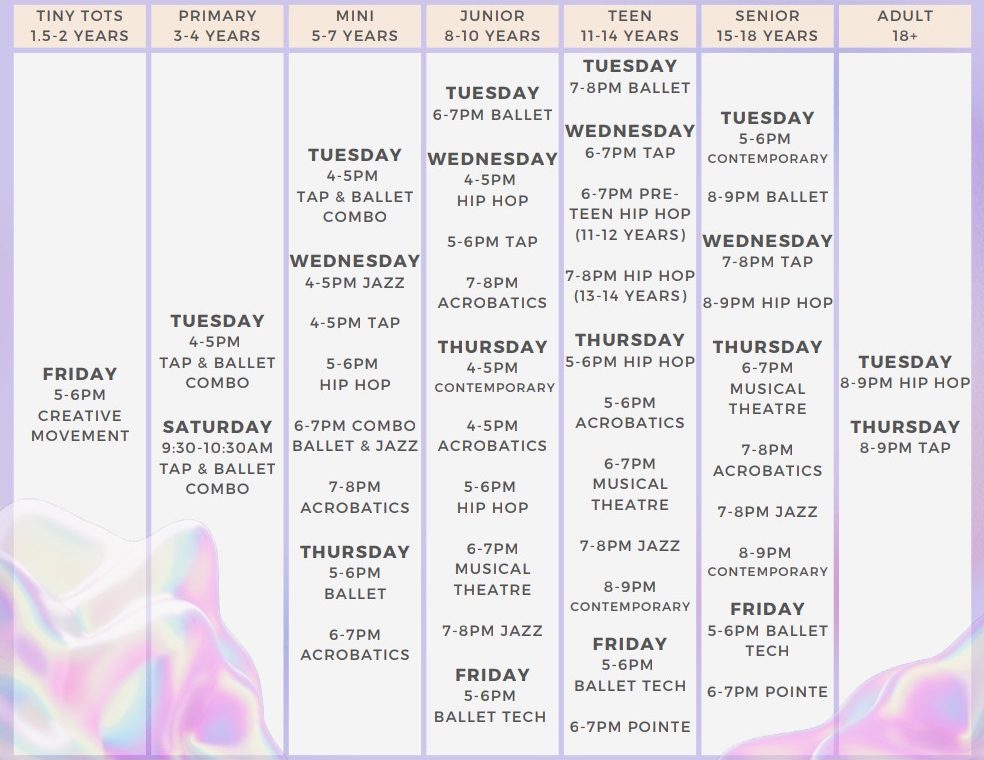 Season 2023-2024 Dance Schedule