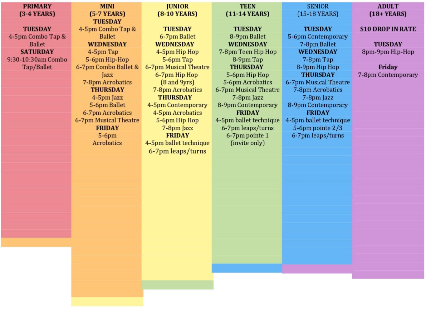 2026-2027 dance schedule